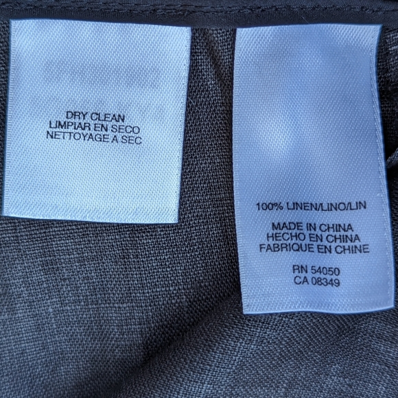 Anne Klein Size 10 100% Linen Shiny Metallic Black Pants - Picture 3 of 7